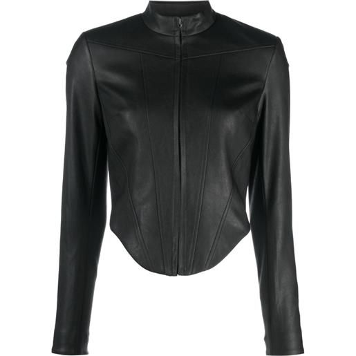 MISBHV corset faux-leather biker jacket - nero