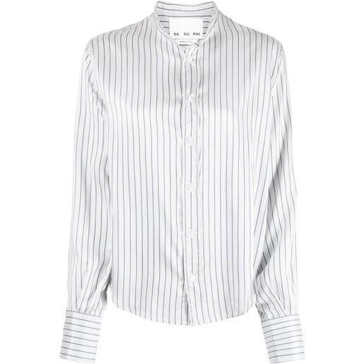 SA SU PHI striped long-sleeve silk shirt - bianco