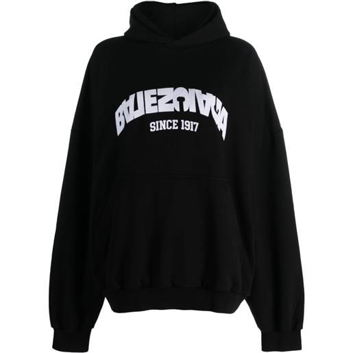 Balenciaga back flip cotton hoodie - nero