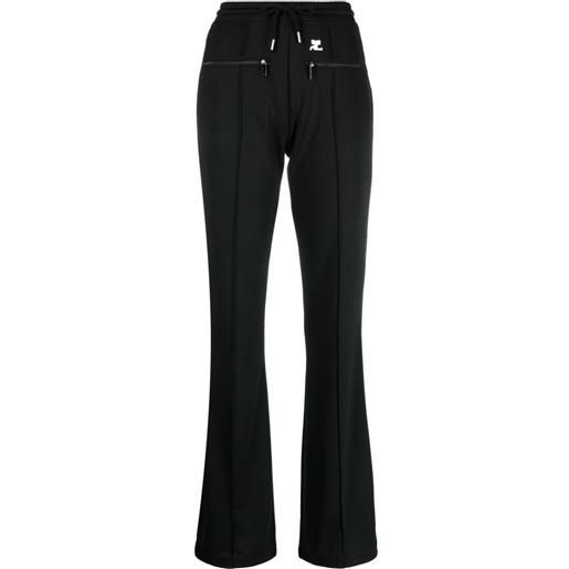 Courrèges logo-patch drawstring flared trousers - nero