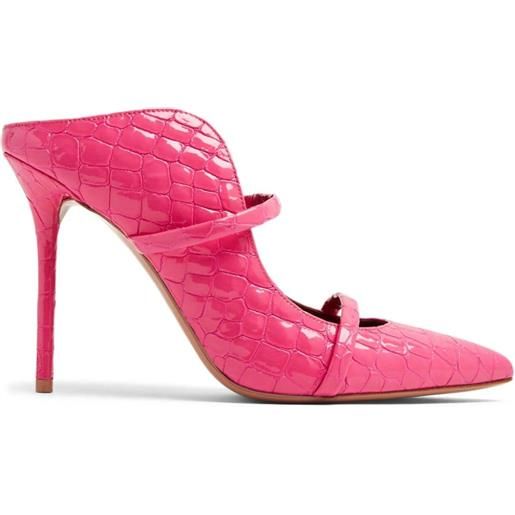 Malone Souliers embossed crocodile-effect leather mules - rosa