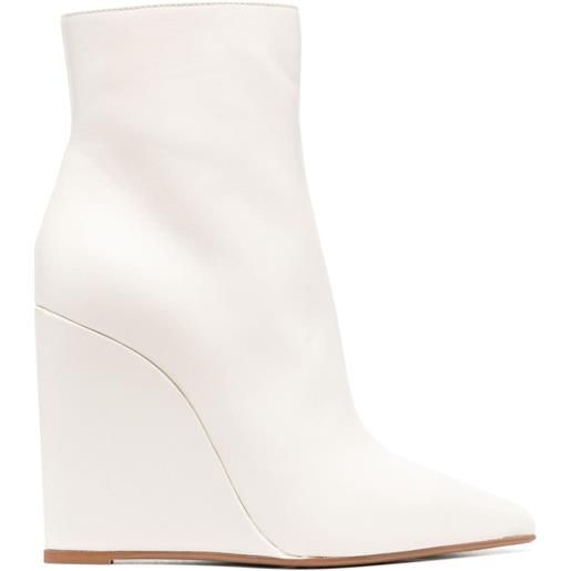 Le Silla kira 120mm wedge leather boots - bianco