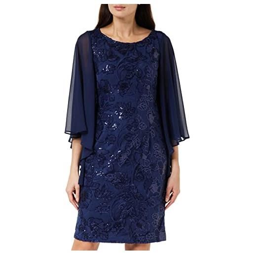 Gina Bacconi abito floreale con paillettes con maniche a capelet vestito da cocktail, primavera blu marino, 48 donna