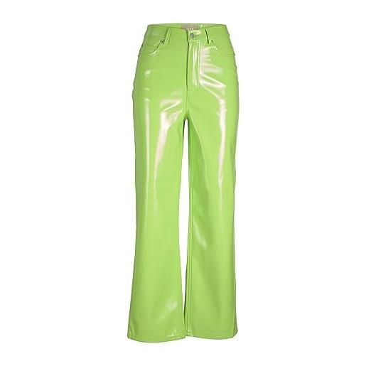 JACK & JONES jjxx jxkenya hw - pantaloni in finta pelle, verde flash/dettagli: brillante, xs donna