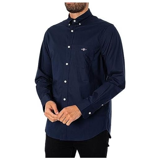 GANT reg poplin shirt, camicia elegante uomo, blu ( marine ), s