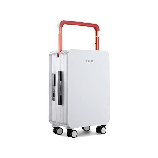 TUPLUS valigia bagaglio a guscio rigido in abs con 4 ruote girevoli custodia da viaggio per il check-in con lucchetto tsa, serie balance(bianco, 66.5×43×25.5cm，62l)