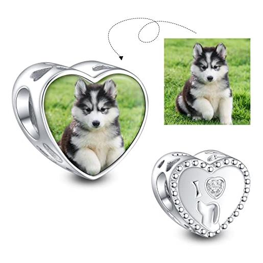 NINGAN amo il mio cane 925 argento sterling personalizzato foto personalizzazione charm diy donna bracciale collana regalo
