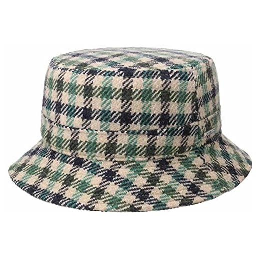 Stetson cappello di tessuto vichy check bucket uomo - made in the eu a quadri da pescatore lana con fodera, fodera autunno/inverno - m (56-57 cm) verde