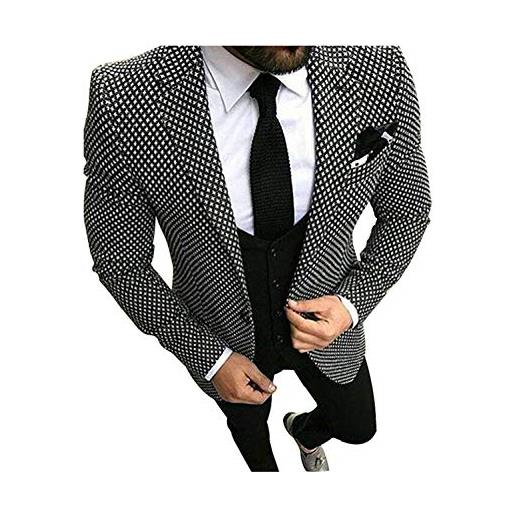 UMISS uomo abito da sposa formale scozzese (giacca, pantaloni e gilet)