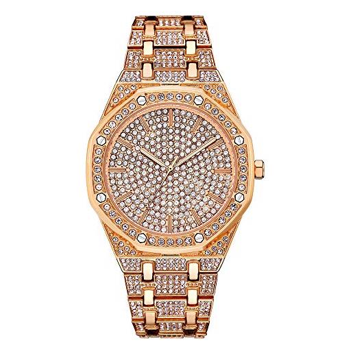 Godmoy tutti gli orologi di diamanti per gli uomini bling-ed out rotonda mens luxury watch con bracciali hip hop con cinturino in blister
