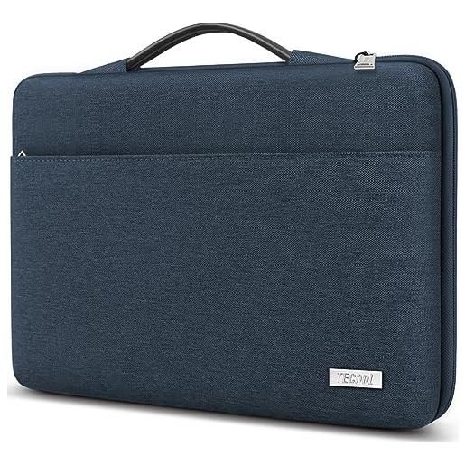 TECOOL custodia laptop borsa per 15-15,6 pollici hp lenovo thinkpad ideapad acer dell notebook chromebook, sleeve portatile cover con maniglia retrattile, blu denim