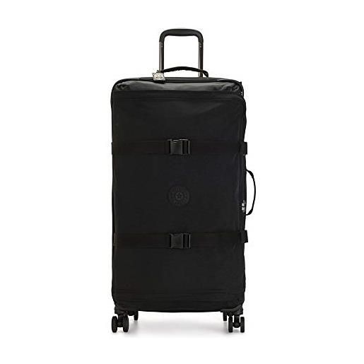 Kipling spontaneous l, valigia grande con 4 ruote girevoli 360°, cinghie elastiche, serratura tsa integrata, 78 cm, 101 l, nero (black noir)