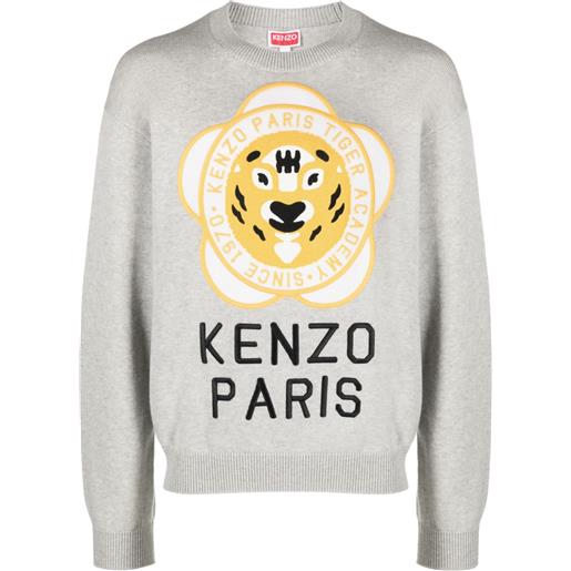 Kenzo logo-patch wool-cotton sweatshirt - grigio