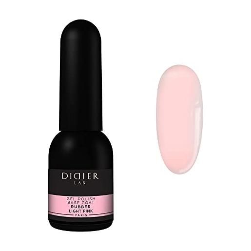 Didier lab premium rubber base gel light pink- smalto semipermanente rosa chiaro - gel base rubber lunga tenuta rinforza e protegge unghie naturali - base semipermanente unghie - led uv base coat 10ml