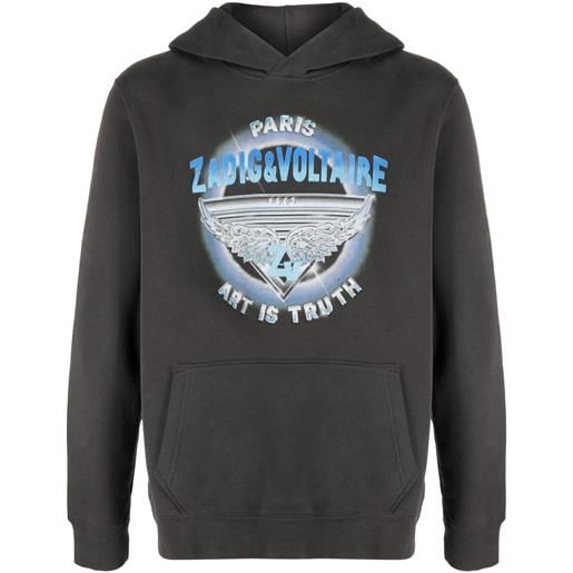 Zadig&Voltaire logo-print organic cotton-blend hoodie - grigio