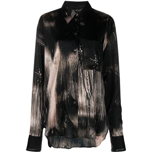 Louisa Ballou abstract-pattern print long-sleeve shirt - nero