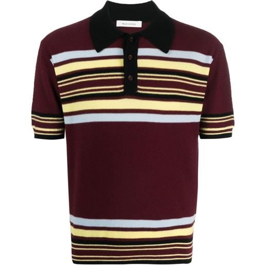 Wales Bonner wander striped wool polo shirt - rosso