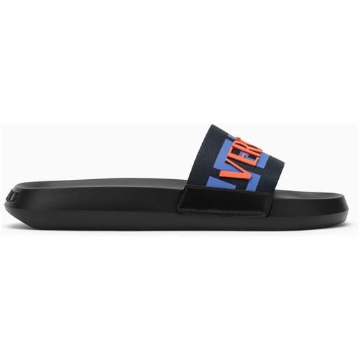 Versace slide nera in gomma con logo