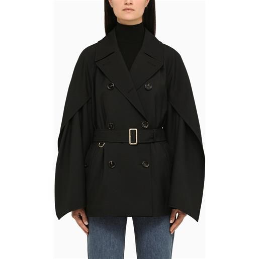 Burberry giacca/mantella doppiopetto nera in lana