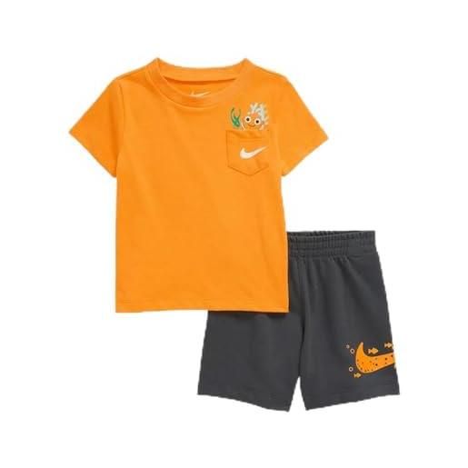 Nike completo estivo (t-shirt + pantaloncino) 86k959 bambini/ragazzi (6-7 anni, arancione/nero-p6g)