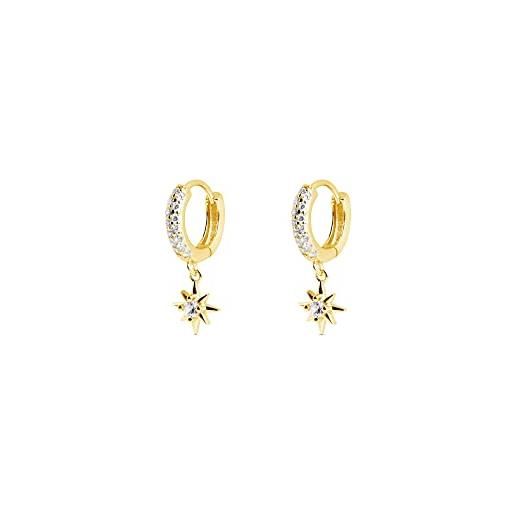 SINGULARU - orecchini polar star sparks oro - orecchini in argento sterling 925 con finitura placcata in oro 18kt - orecchini a cerchio con chiusura congo - gioielli da donna