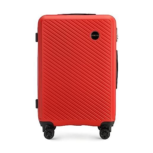 WITTCHEN valigia da viaggio bagaglio a mano valigia da cabina valigia rigida in abs con 4 ruote girevoli serratura a combinazione maniglia telescopica circle line taglia m rosso