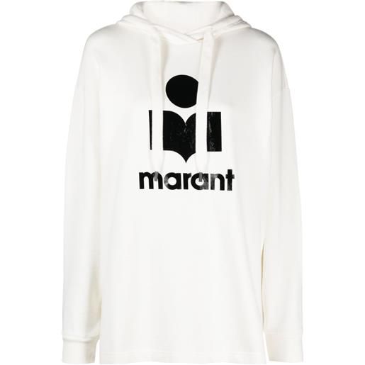 MARANT ÉTOILE flocked logo-print hoodie - bianco