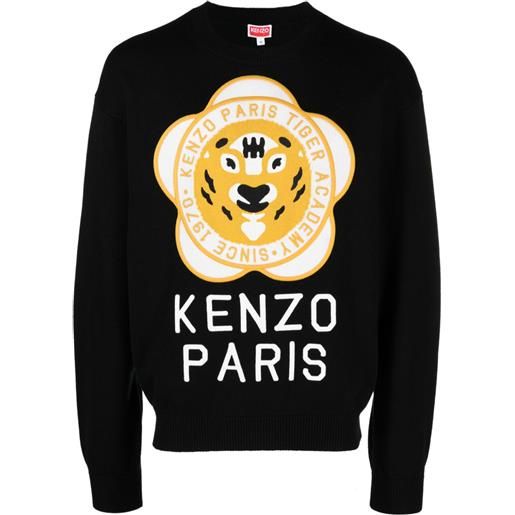 Kenzo logo-patch wool-cotton jumper - nero