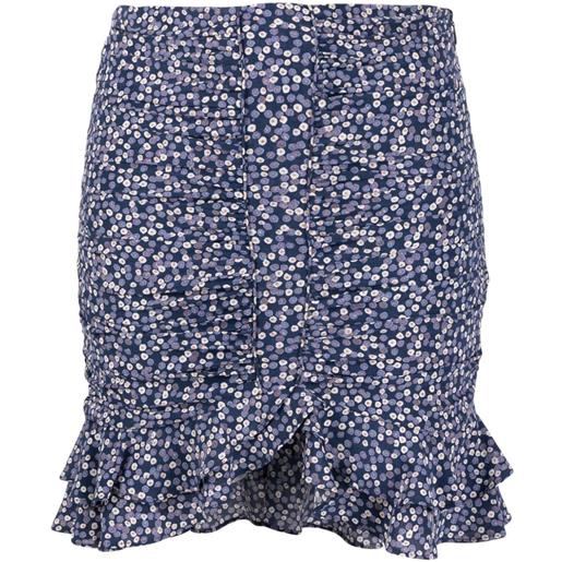 ISABEL MARANT milendi floral-print ruched miniskirt - blu