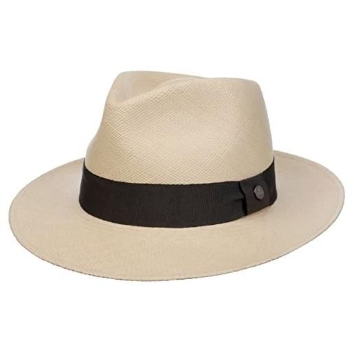 LIERYS cappello panama vendello bogart donna/uomo - made in ecuador da sole estivo cappelli spiaggia primavera/estate - l (59-60 cm) natur-anthrazit