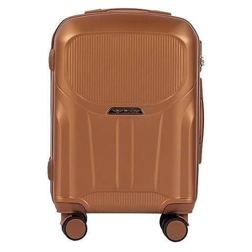 W WINGS wings valigetta da viaggio - valigetta leggera con ruote e manico telescopico, marrone, l, valigia