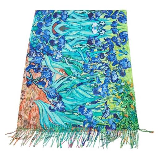 Toocool sciarpa stola unisex klimt van gogh kandinsky monet foulard con quadri famosi 70x170 cm scialle opere d'arte a001 [w-9319 iris, taglia unica]