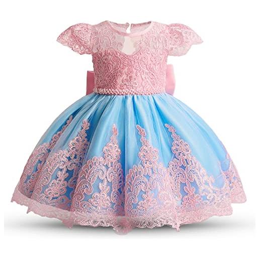 Absead bambino ragazza vestito fiore paillettes pizzo vestiti principessa spettacolo festa abito taglia 100(3 anni, 007 rosa)