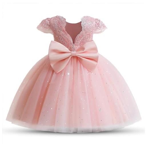 Absead bambino ragazza vestito fiore paillettes pizzo vestiti principessa spettacolo festa abito taglia 120(5 anni, 007 bianco)