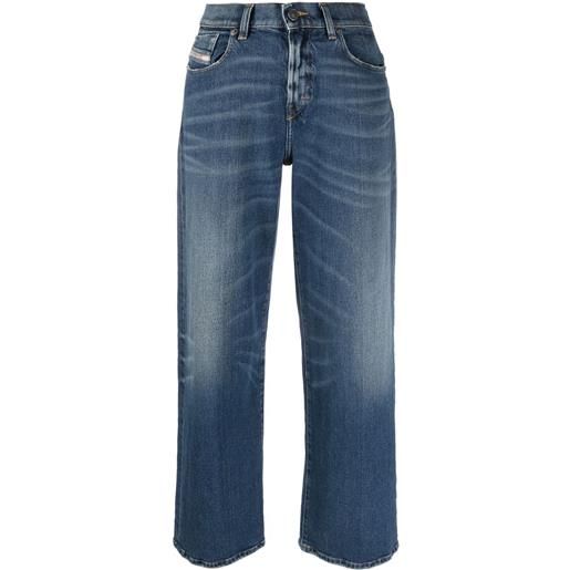 Diesel jeans crop con effetto pieghe - blu