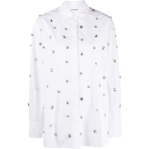 Sportmax crystal-embellished cotton shirt - bianco