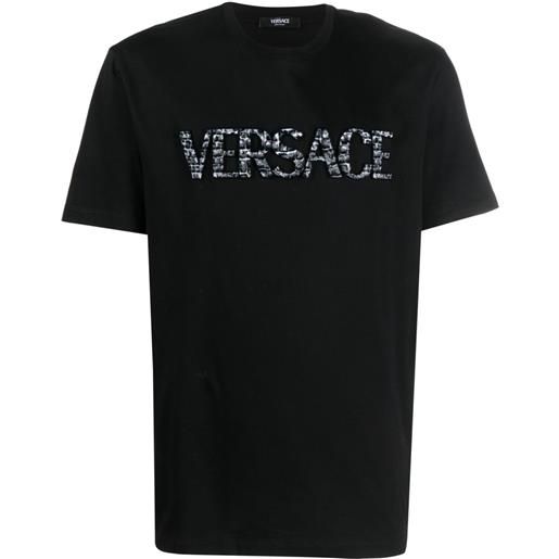 Versace t-shirt con stampa coccodrillo - nero