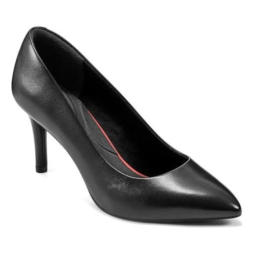 Rockport scarpe da donna total motion 75 mm plain toe pump pumps, pelle nera. , 41.5 eu larga