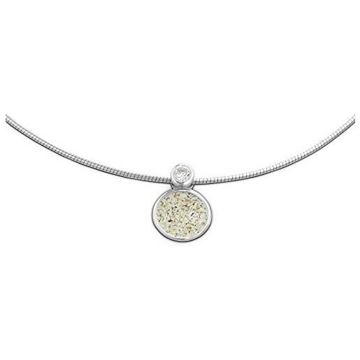 DUR k2456 - collana da donna con stella polare in argento sterling, con sabbia e zirconi, 42 cm, colore: argento sabbia, 42 cm, argento, nessuna pietra preziosa