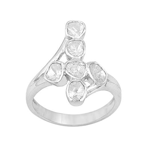 Shine Jewel 0,50 ctw anello solitario a forma di croce con diamante naturale a pois in argento sterling 925 (17)