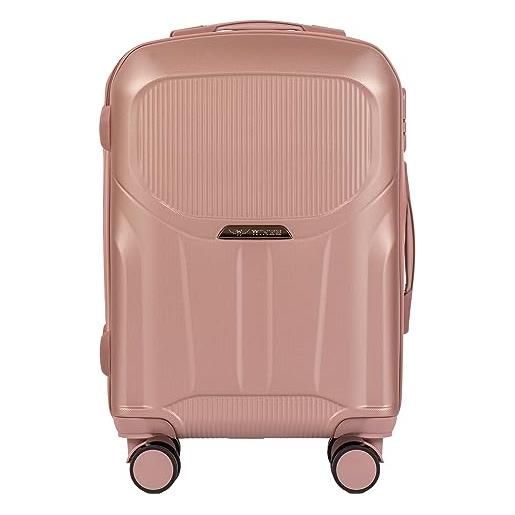 W WINGS wings valigetta da viaggio - valigetta leggera con ruote e manico telescopico, oro rosa, l, valigia