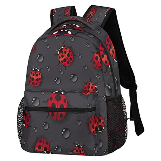GeMeFv cute ladybug zaino scuola, bookbag schoolbag borsa a tracolla laptop bag zaino da viaggio per donne adolescenti ragazzi ragazze, carina coccinella, 11.4(l)×8(w)×16(h)inch, zaini daypack