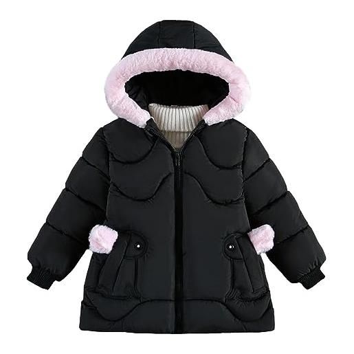 Nemopter piumini bambina per ragazza cappotto per bambina carino moda autunno inverno con cappuccio cappotto pelliccia spesso caldo cappotto per bambini per 9 anni