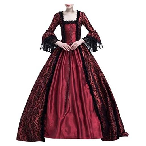 Modaworld carnevale vestiti donna medievale rinascimento vestito palazzo manica lunga retro lungo abito cosplay costume partito vestito