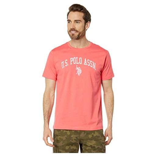 U. S. Polo assn. Maglietta a maniche corte con schermo ad arco solido, corallo rosa. , xl