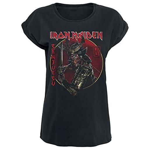 Iron Maiden senjutsu eddie gold circle donna t-shirt nero s 100% cotone regular