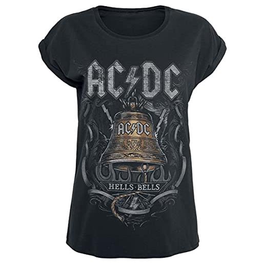 AC/DC hells bells donna t-shirt nero xl 100% cotone largo