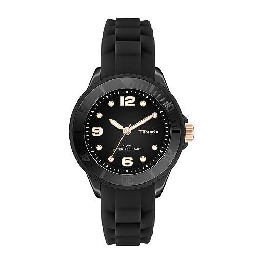 Tamaris orologio analogico al quarzo da donna con cinturino in silicone tt-0123-pq, nero