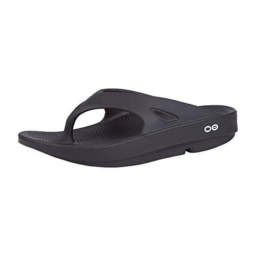 OOFOS ooriginal thong, sandali da atletica unisex-adulto, nero (black), 42 eu