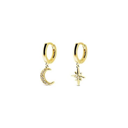 SINGULARU - orecchini polar moon spark oro - orecchini in argento sterling 925 con finitura placcata in oro 18kt - orecchini a cerchio con chiusura congo - gioielli da donna